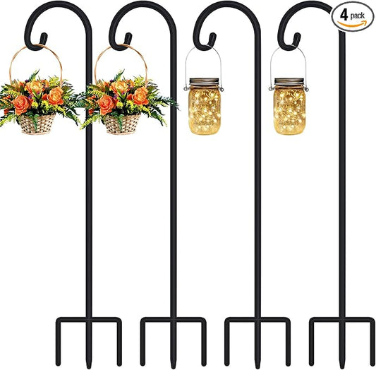 FEED GARDEN 48 Inch Small Shepherd Hooks for Outdoor, Garden Hook for Lanterns, Sheperd Hooks for Hanging Plants, Bird Feeders, Solar Lights, Mason Jars, Weddings Decor, 4 Pack