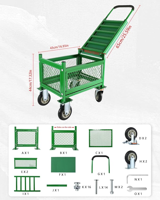Garden Seat with Cart and Wheels for Seniors, Patio, Lawn & Yard | Lockable 360 Swivel Wheels, Heavy-Duty, Foam Handle Grip, Large Mesh Storage Basket, Comfortable Garden Rolling Seat