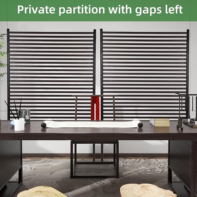 Outdoor Privacy Screens - Length: 43in, Height: 70.8in, Fence Privacy Screen, Freestanding Horizontal Fence, Metal Material, Anti-Corrosion and Weatherproof, Suitable for Outdoor Garden Courtyard