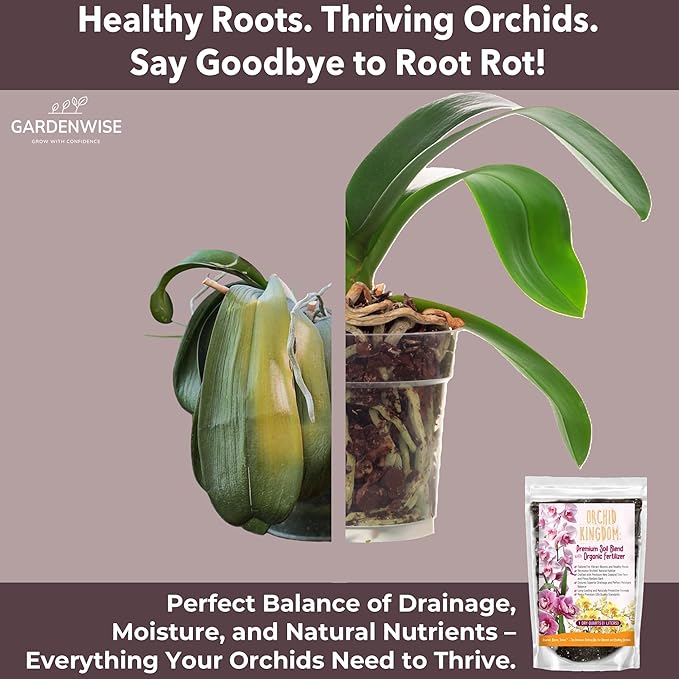 GARDENWISE Orchid Potting Mix – Orchid Bark, Sphagnum Moss, Tree Fern & Perlite for Repotting Phalaenopsis Orchids, Indoor Plants, Orchid Soil Medium – Sustrato para Orquídeas (4 Quart)