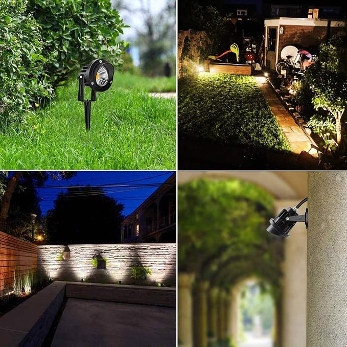 Romwish LED Landscape Spotlight 10W, Outdoor Landscape Lighting 120V Plug-in, 1100LM Waterproof LED Landscape Lights, Landscape Spot Lights for Yard, Garden, Tree, Driveway, 3000K Warm White-6 Pack