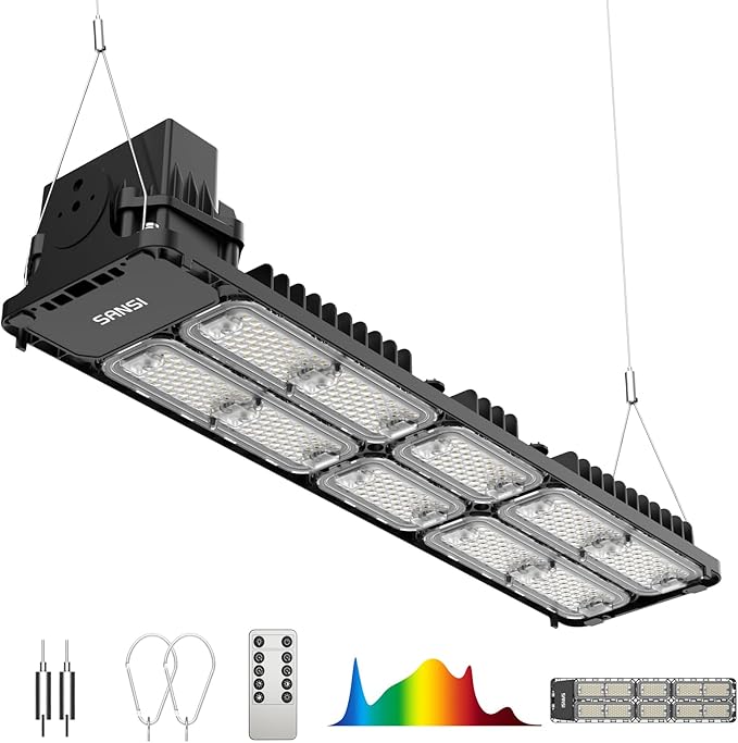 SANSI Grow Lights for Indoor Plants, 200W Plant Lights for Indoor Growing Full Spectrum High PPFD IP65 Dimmable, Auto On Off Growing Lamp for 2x4/3x3ft Grow Tent Seed Starting Vegetables Bloom