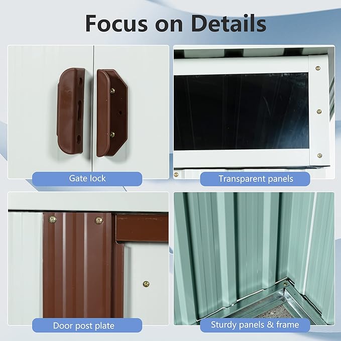6 x 5 FT Outdoor Metal Storage Shed with Window and Punched Vents,Heavy Duty Storager House w/Sliding Doors & Padlock,Large Waterproof Tool Sheds for Garden,Backyard,Lawn,White