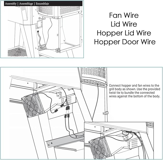 Electric Wires Kit Replacement Parts for Masterbuilt Gravity Series 560/1050 XL Digital Charcoal Grill Smoker, Replacement Parts Kit Include Fan Wire + Lid Wire + Hopper Lid Wire + Ash Door Wire