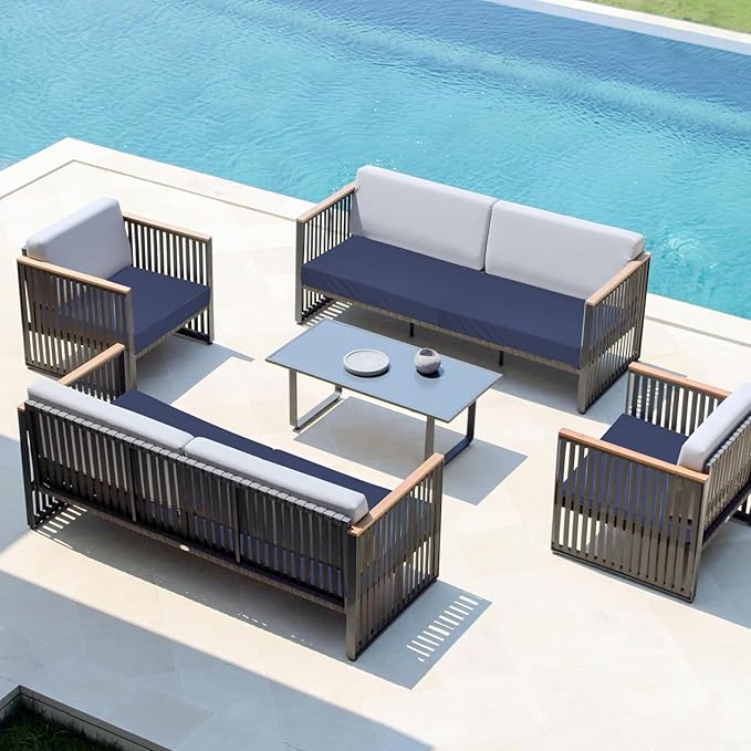 Easy-Going Waterproof Patio Cushion Covers ONLY Cover 27x25x5 inch 2 Pack Replacement Non-Slip Outdoor Seat Cushion Slipcover with Zipper. Navy