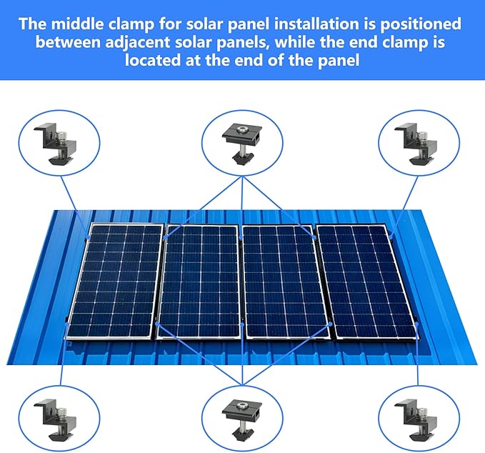 4 Set Solar Panel Roof Mounting Kit, Aluminum Solar Panel Mounting Rails Bracket Foot for RV, Ship, Roof