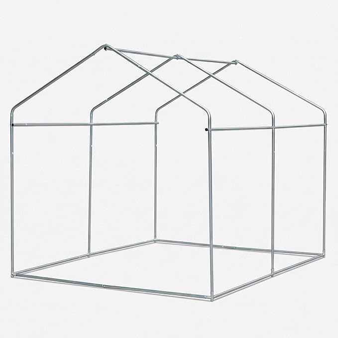 HOTEAGLE Outdoor Storage Portable Shed, 3/4 inch Thick Support Rods & Bolted Frame (Not Socket), Rolled Up Doors and Ventilation Window, Tent Garage 8 x 6 ft