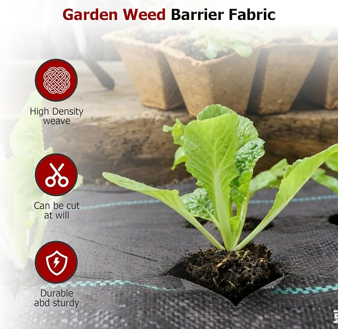 findmall 4ft x 300ft Garden Weed Barrier Fabric Multi Size Plastic Roll Cloth Water Permeable