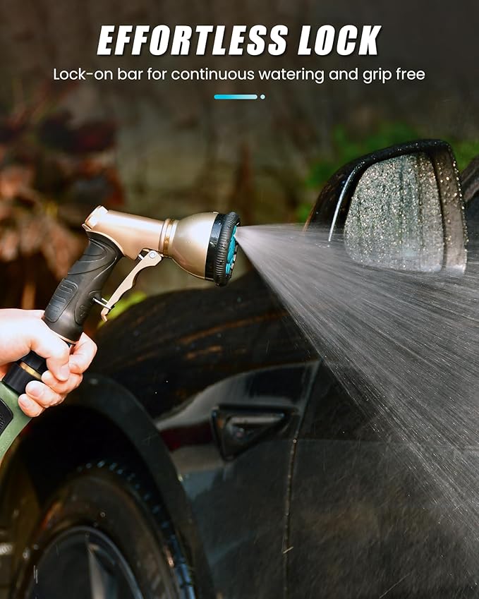 RAINPOINT Garden Hose Nozzle, 9 Spray Patterns Hose Sprayer Nozzle, Heavy Duty Metal Water Hose Nozzle, Adjustable Hand Sprayer, Watering Plants and Lawn, Pet Showering, Blue