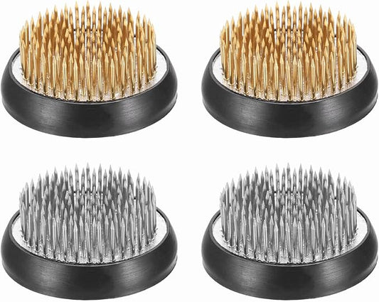 PATIKIL 4 Pcs Floral Frogs Kenzan, 2.1 Inch Round Brass Steel Flower Arrangement Holder, Arranger Pin Fixed Tool for Vase Centerpiece, Wedding, Home Decoration, Brass/Silver/Black