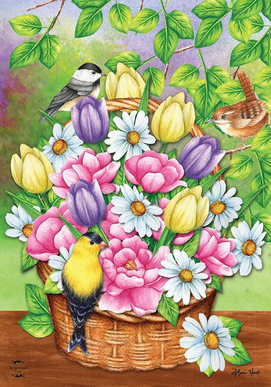 Birds and Basket Spring House Flag 40" x 28" Briarwood Lane
