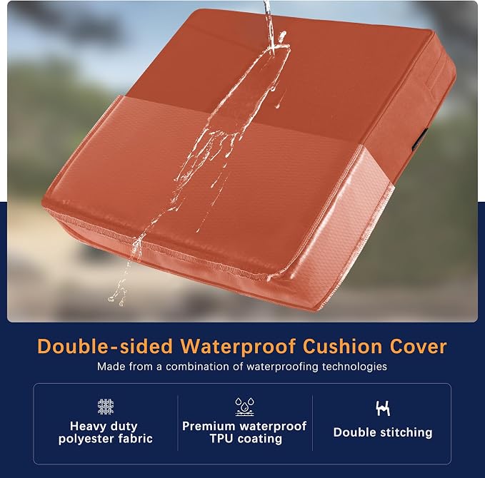 Favoyard Outdoor Seat Cushion Set 24 x 24 Inch Waterproof & Fade Resistant Patio Furniture Cushions with Removable Cover Deep Seat & Back Cushion with Tie Straps for Chair Sofa Couch
