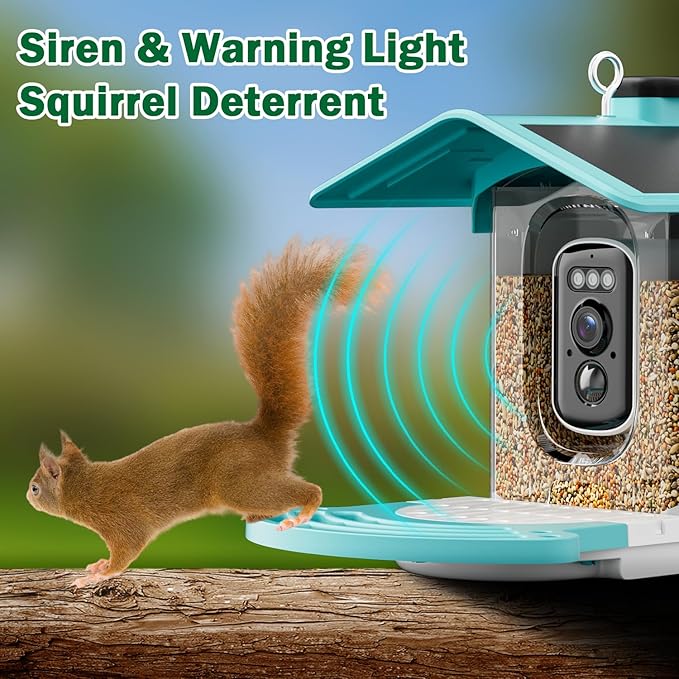 Smart Bird Feeder with Camera Solar Powered - AI Bird Identification, 2K HD Video Live Stream Camera, 3MP Photos, 2.9in Focus, Gifts for Mom Dad Birdlovers, Blue
