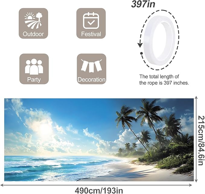 7 * 16FT Summer Garage Door Cover Decorations Sunset Palm Trees Garage Door Banner for Outdoor Indoor Summer Party Photography Backdrop (Summer Beach, 7 * 16 ft)