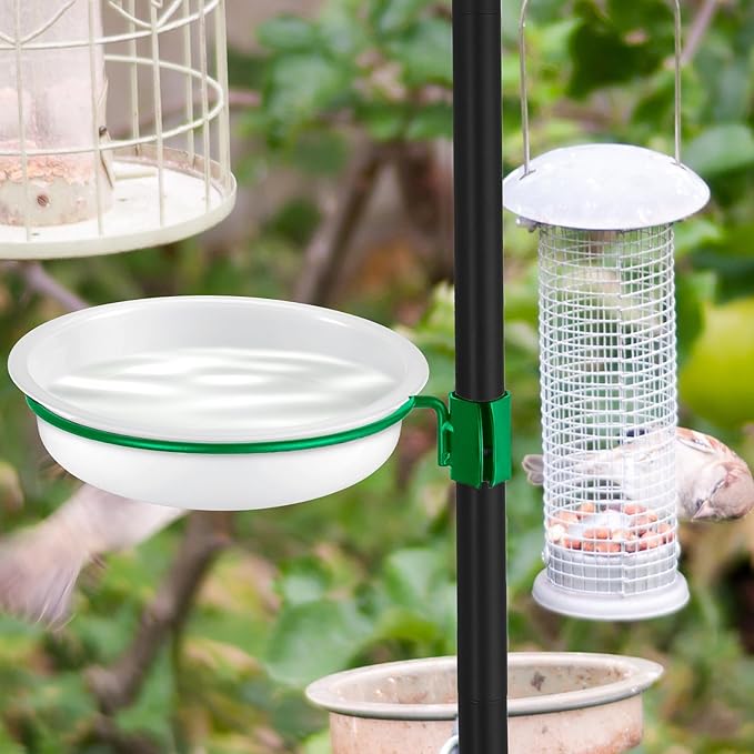 Geetery 6 Pcs Plastic Bird Feeders Water Bowls Round Birdbath Water Dish Feeding Station Bath Tray Wild Bird Seed Feeder, Tray Only