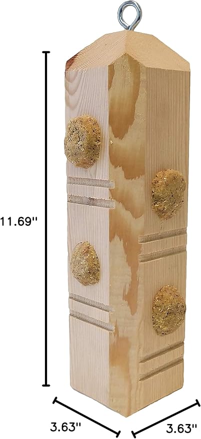 Wildlife Sciences Suet Plug Feeder, Bevel Cut Pine Post