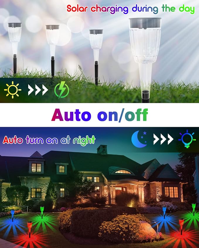 FREECUBE Solar Pathway Lights Outdoor 8 Pack, Color Changing LED Solar Garden Lights with 4 Lighting Modes, Waterproof Auto On/Off Landscape Lights for Walkway Yard Patio Lawn Driveway Holiday Decor