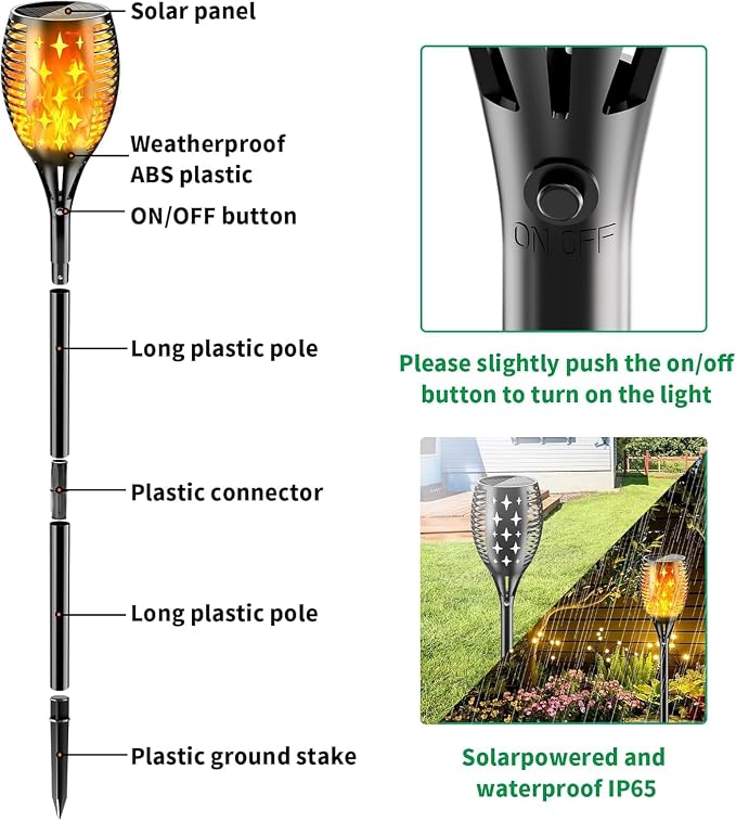 YoungPower 43'' Large Solar Torch Light Flickering Flames, Waterproof Outdoor Decoration Light for Yard Driveway, 6 Pack