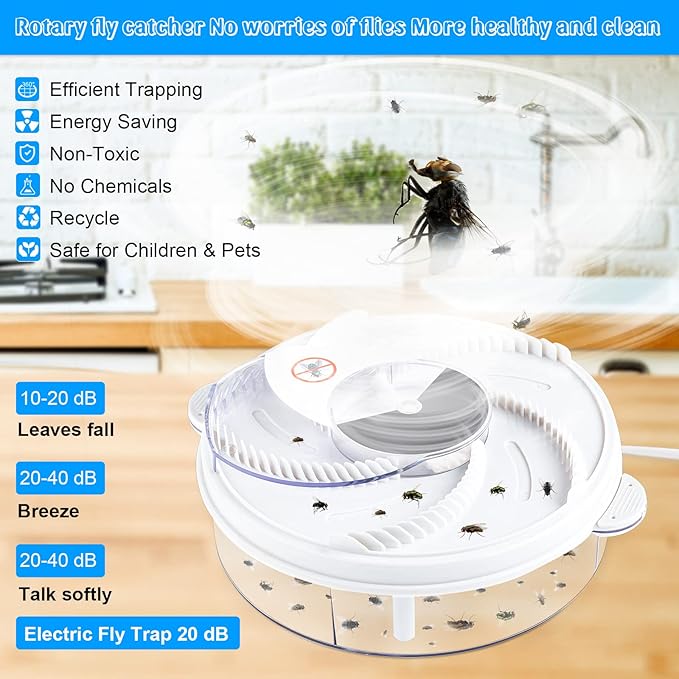 Qualirey Electric Fly Trap Fly Bug Catcher Pest Device Gnat Flying Insect Trap Automatic Indoor Pest Gnat Traps Reject Control Catcher Repellents Tools for Patios Ranch(USB)