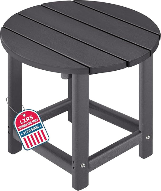 LZRS Adirondack Patio Side Table End Table, Outdoor Coffee Tables for Patio, Backyard,Pool, Indoor Companion, Easy Maintenance & Weather Resistant(Grey)