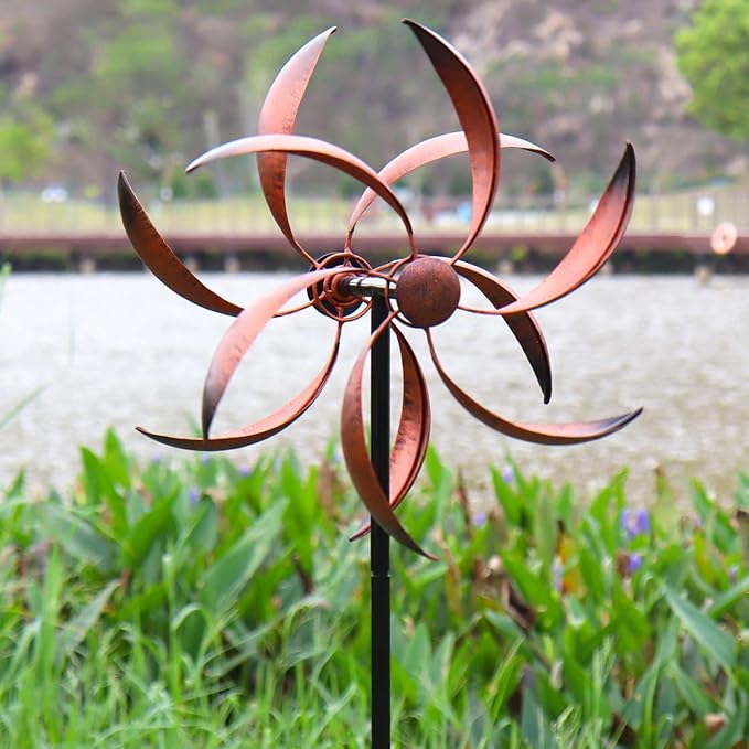 Wind Spinner Outdoor Metal Wind Sculptures for Yard and Garden | 360 Degrees, 63x13 inches
