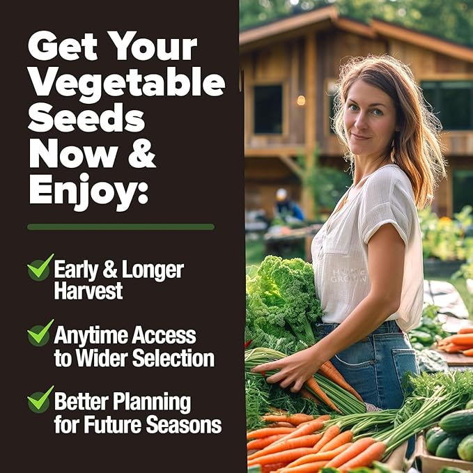 HOME GROWN 15 Variety Survival Seed Vault 7,000+ Heirloom Non-GMO Vegetable Seeds for Planting, High Germination, Complete Garden Starter Kit, Prepper Survival Gear, Indoor Outdoor
