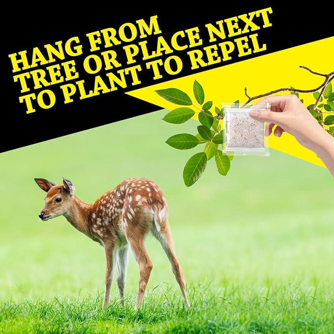 Deer Repellent 12 Pack, Upgrade Deer and Rabbit Repellent Outdoor, Keep Deer Away from Orchard Farmland, Natural Deer Repeller for Plants Flower, Deer Deterrent for Garden Yard Lawn Patio (12)