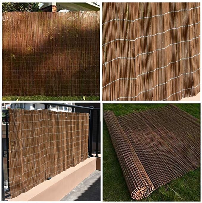 Landgarden Natural Willow Privacy Fence Screen, Wood Fence Rolls Cover for Outdoor Balcony Patio Garden Border, Eco-Friendly Willow Branches Panel, 5 Feet High x 9.8 Feet Long