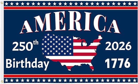 America's 250th Anniversary Flag, 3 Ply Year American Anniversary Flag- Double Sided, 3x5 Ft, 250 Years Birthday Patriotic Decor for Outdoor, Front Door, Porch, Wall (A1)