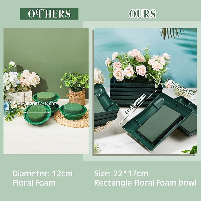 Sabary 12 Pack Large Size 8.5 x 6.7 Inch Floral Foam Bowl Floral Arrangements Supplies Foam in Bowls Flower Bowl with Blocks Kits for Table Party Wedding Festival Flower Holiday Decorating