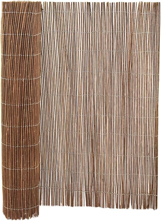 Landgarden Natural Willow Privacy Fence Screen, Wood Fence Rolls Cover for Outdoor Balcony Patio Garden Border, Eco-Friendly Willow Branches Panel, 5 Feet High x 9.8 Feet Long