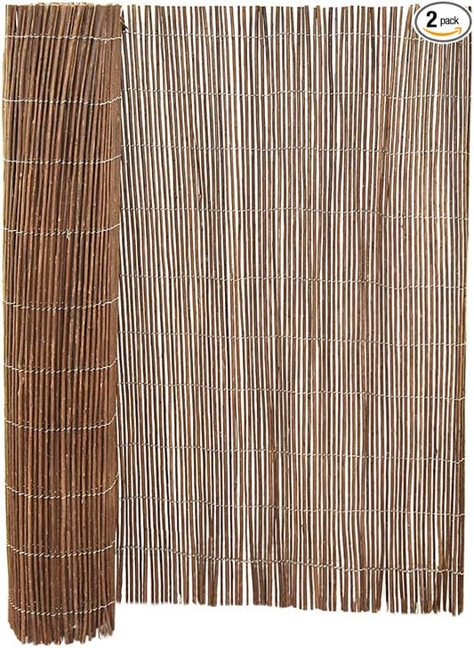 Landgarden Natural Willow Privacy Fence Screen, Wood Fence Rolls Cover for Outdoor Balcony Patio Garden Border, Eco-Friendly Willow Branches Panel, 5 Feet High x 9.8 Feet Long