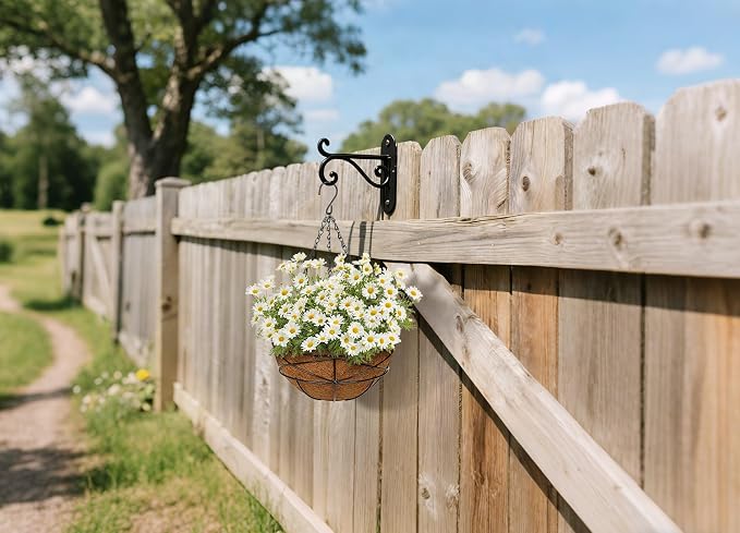 4 Pack 10 inch Metal Hanging Baskets for Plants Outdoor Metal Wire Hanging Basket Planter with Coco Fiber Liners Flower Pots for Home Porch Garden Patio, Diamond-Shaped