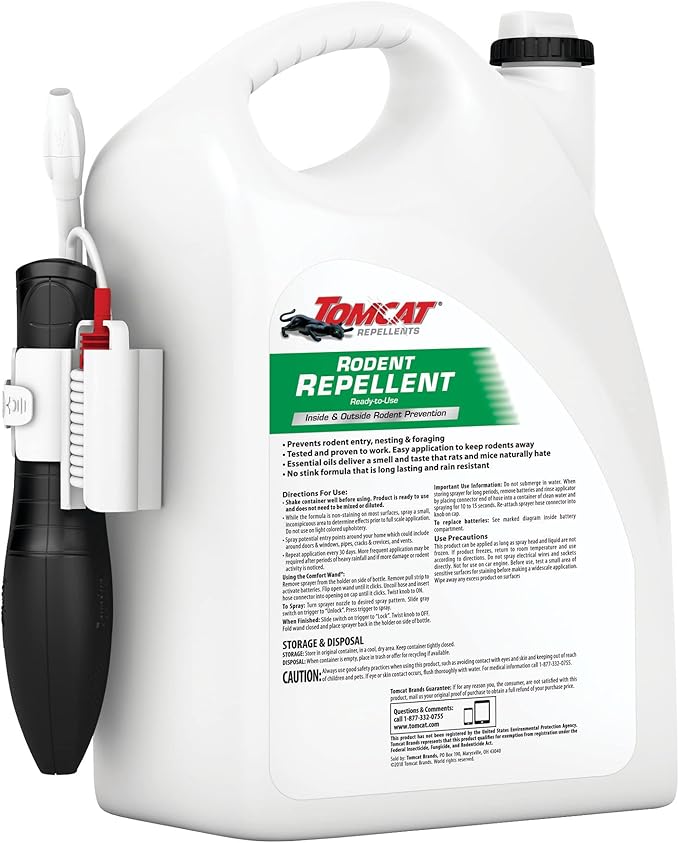 Tomcat Repellents Rodent Repellent Ready-to-Use with Comfort Wand For Indoor and Outdoor Mouse and Rat Prevention, Peppermint Oil Spray for Rodents with Cinnamon, Garlic Essential Oils,1 gal. (2-Pack)