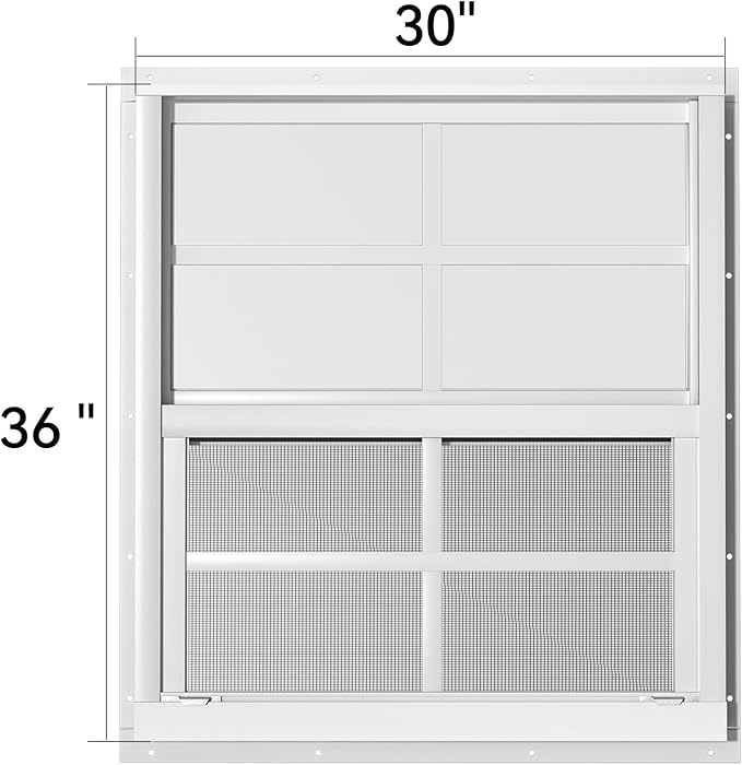WRISIN 2 Pack Shed Windows 30" W x 36" H Flush Mount, Household Windows for Playhouses, Barns, Chicken Coop