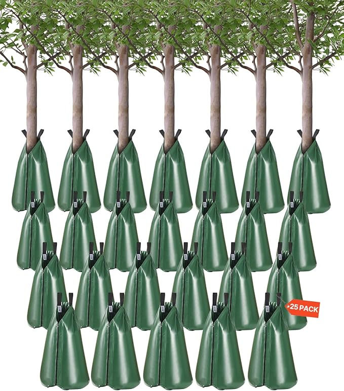VEVOR Tree Watering Bag, 25 Packs 20 Gallons Watering Bags for New Trees, 5-9 Hours Slow Release Refillable Tree Drip Irrigation Bags with Zipper, Durable Tree Watering System for Deep Root Targeting