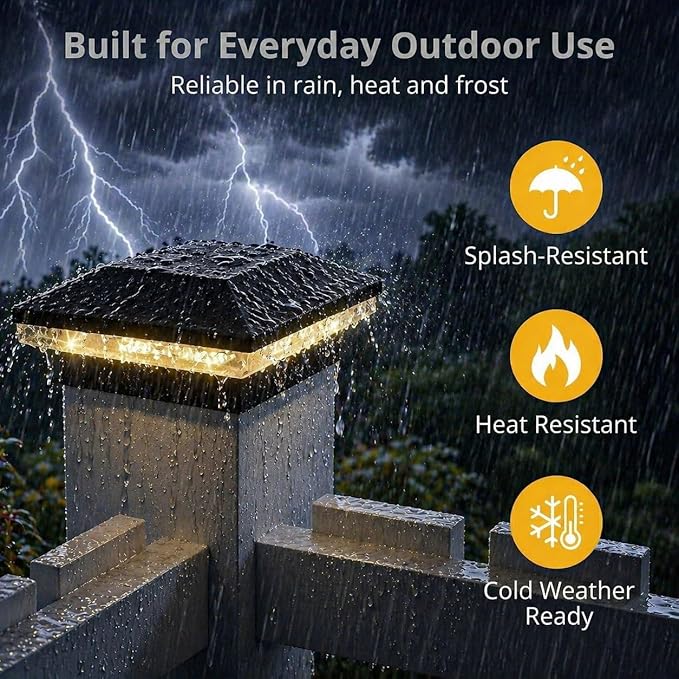 T-SUN 12 Pack Solar Post Cap Lights 4x4 5x5 6x6, Outdoor Waterproof Solar Deck & Fence Post Lights, Warm White/Cool White for Wood & Vinyl Posts, Fence, Deck, Gate & Porch