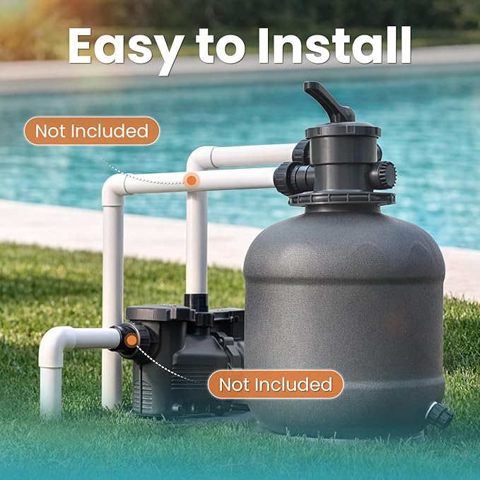 Sand Filter System with 6-Way Valve, Top-Mount Valve Pool Sand Filter (Pool Pump Not Included), 19in Pool Filter Fits All Above Ground Pools & Inground Pools Up to 29000 Gallons