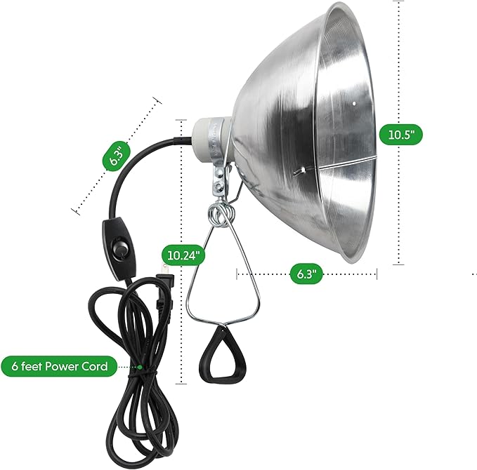 Simple Deluxe Adjustable Clamp Lamp Light Socket with 10.5 Inch Aluminum Reflector & Bulb Guard, Suit for Max 250 Watt Lamp with 18/2-Gauge 6 Feet Cord, 2-Pack