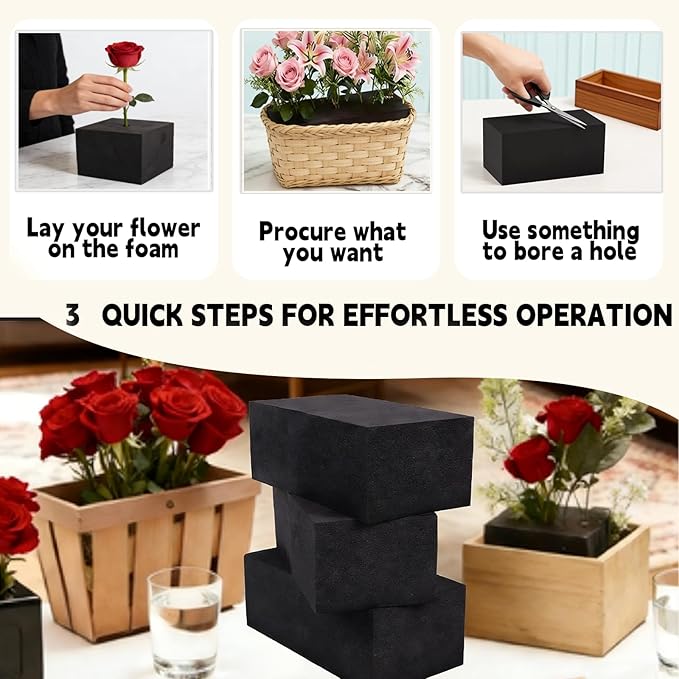 Reusable Floral Foam Blocks for Artificial Flower Arrangements, Weather Resistant, 4 Pieces, 9x3x3 Inch, for Outdoor Wedding Home Decor (4, 9 x 3 x 3'')