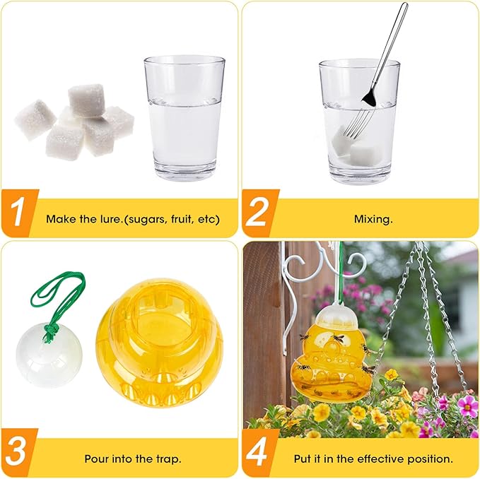 2 Pack Wasp Traps Outdoor Hanging Yellow Jacket Trap Carpenter Bee Traps for Outside, Hornet Trap Plastic Bee Catcher Wasp Killers for Garden Farm