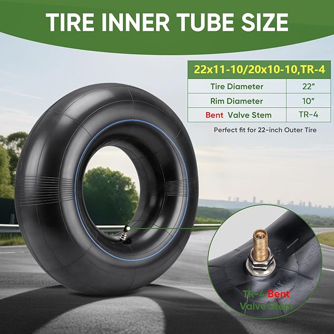 TICONN 22x11-10/20x10-10 Tire Inner Tube, 2 Pack Inner Tire Tube for Wheelbarrow Tires, Replacement Tube with TR-4 Straight Valve Stem for ATV UTV, Lawn Tractor, Garden Trailer, Golf Cart