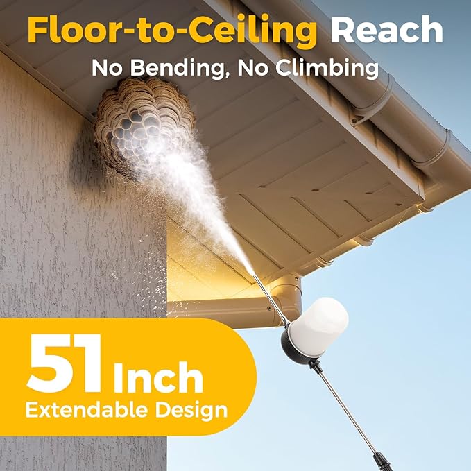 Diatomaceous Earth Powder Duster with Adjustable 4FT Rod, Clog-Free & Adjustable Output Pump, Ideal for Diatomaceous Earth Application, Powder Dispensing, Dusting Tasks & Indoor/Outdoor Gardening