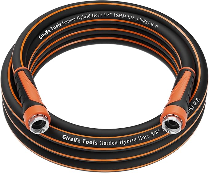 Giraffe Tools Garden Hose 5/8", Water Hose Heavy Duty, Flexible, Lightweight Hybrid Hose with Swivel Handle, 15ft Female to Female Fittings, Burst 600 PSI, Short Leader Hose