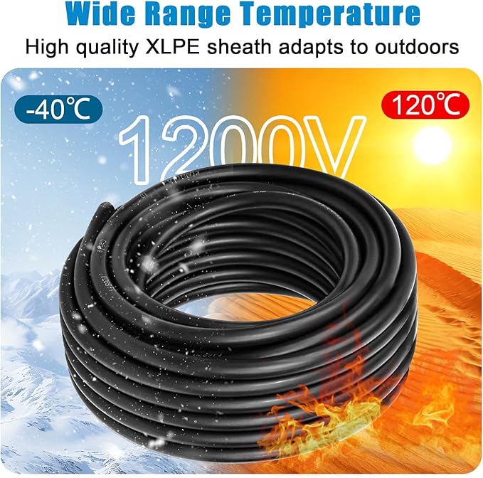 10 AWG Solar Cable 200FT Red + 200FT Black Tinned Copper Wire, 10 Gauge Solar Panel Wire for RV, Automotive, Trailer, Marine, Outdoors