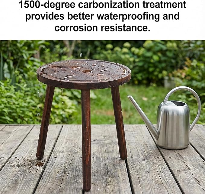 Amdermi 3 Pack Wood Plant Stands Indoor, Mid Century Modern Plant Stool for 6-12 Inch Pots, Tall Small Plant Stand Set for Living Room, Balcony, Office
