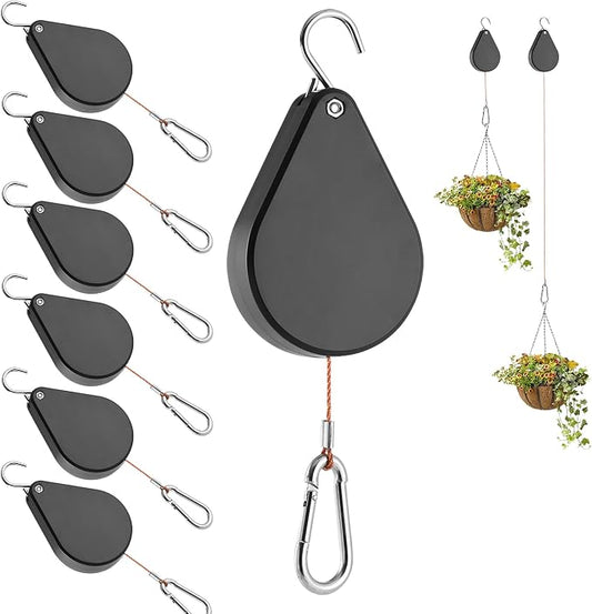 2026 Upgraded Retractable Plant Hanger,Plant Pulleys for Hanging Plants,Easy to Raise and Lower,Quick Lock,Heavy Duty, Adjustable Hook for Garden Baskets Pots,Birds Feeder,(6Pcs,Black)
