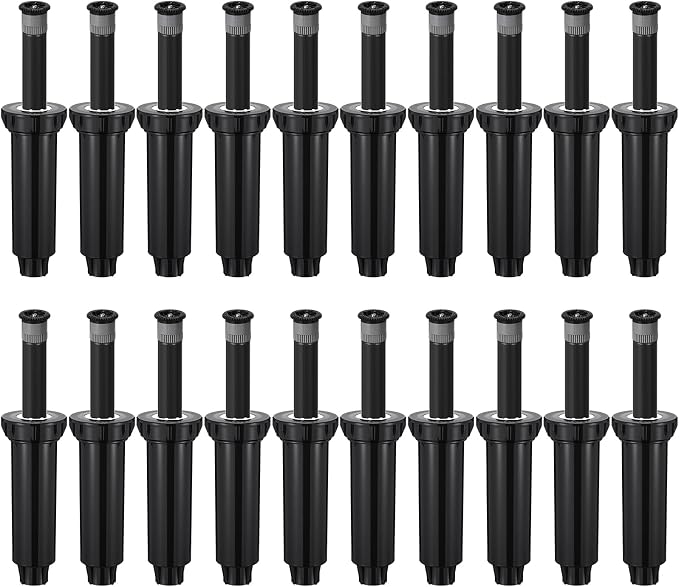 20 Pack Pop up Sprinkler Heads Compatible with 1800 Series 4 Inch Underground Spray Head, 0-360° Adjustable, Spray Radius 9-20 ft Irrigation Sprinkler for Lawn, Yard, Planter Bed, Garden