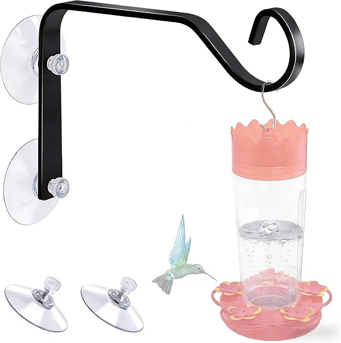 Heavy-Duty Window Suction Cup with Hanger, Window Mounted Wildlife, Hummingbird, Bird Feeders, Decorative Birdhouses, Wind Chimes & Plants, Strong Load-Bearing Hanging Hook (1)