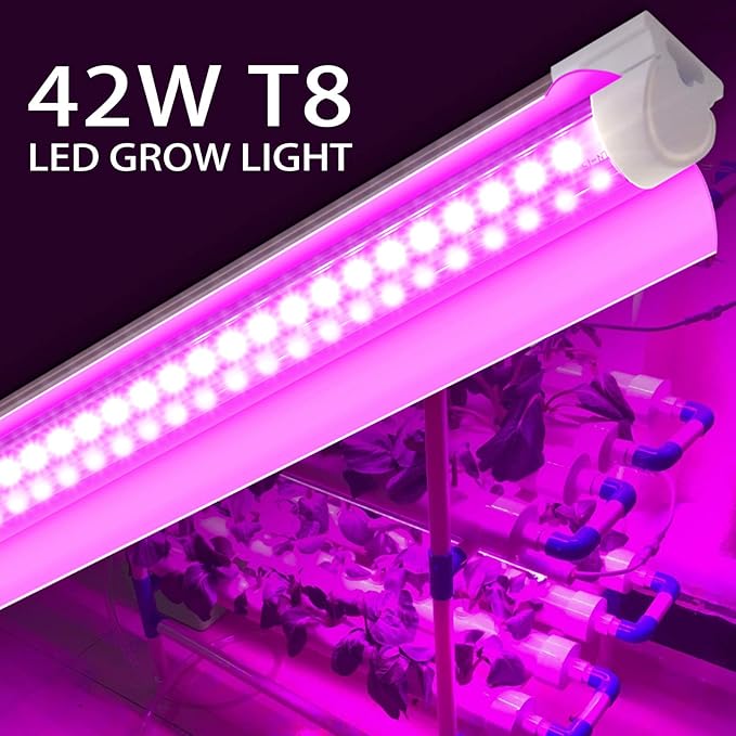 8 Pack LED Grow Light 4FT, Upgrade 336W(8×42W) High Intensity Full Spectrum Indoor Grow Lights with High PPFD Value, T8 Grow Lights for Indoor Plants, Seed Starting, Succulent, Vegetables